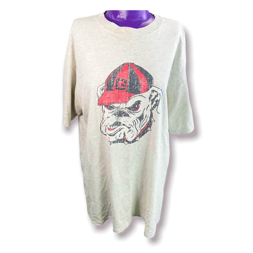 Georgia Bulldogs Champion vintage cream logo tshirt L